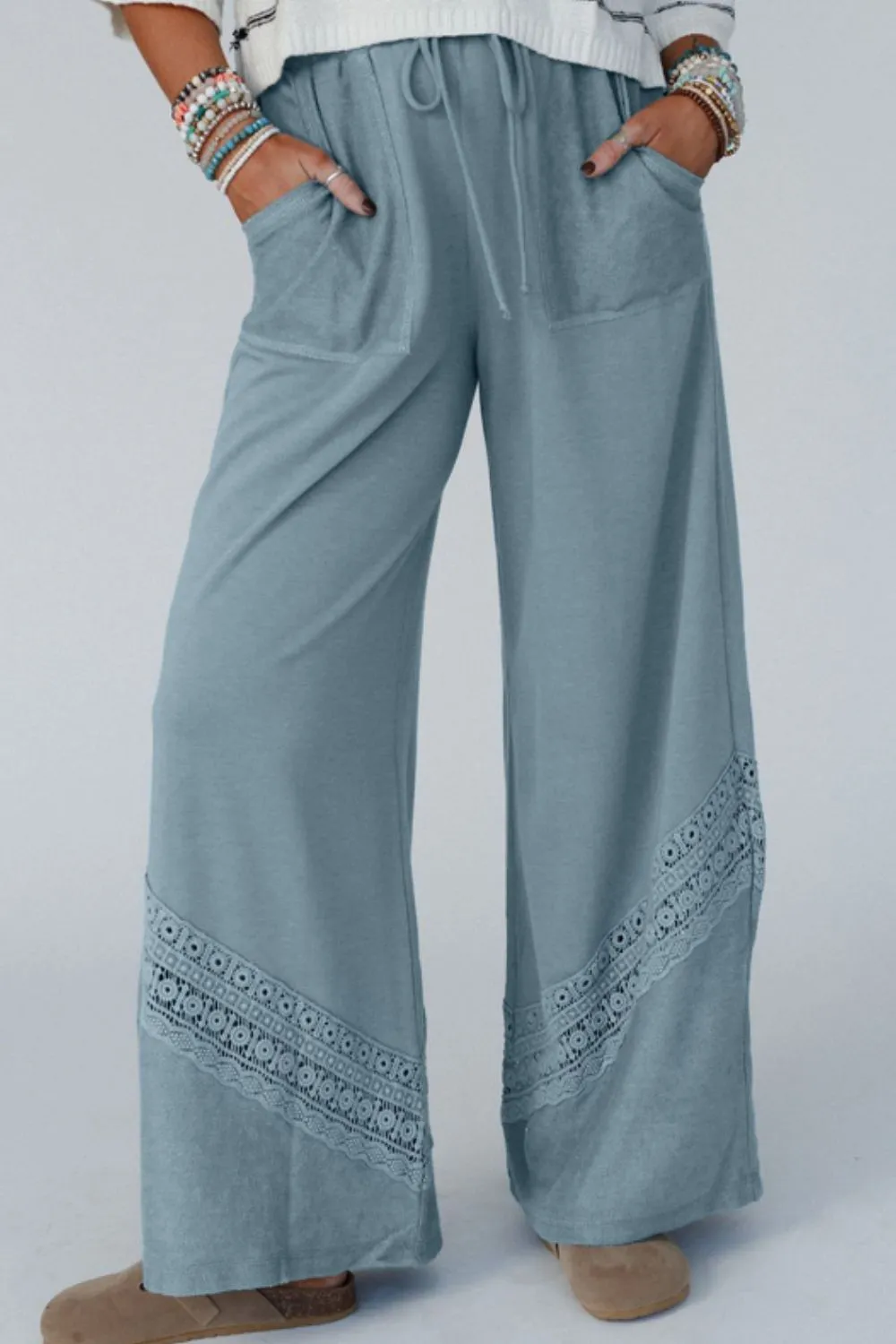 Hazel Blues® |  Lace Detail Wide Leg Pants