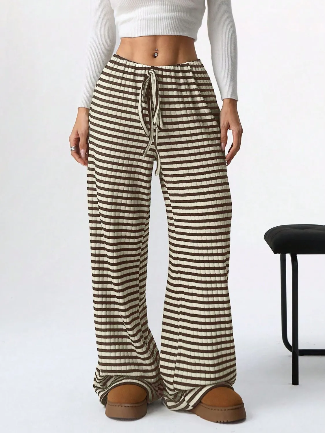 Hazel Blues® |  Tied Striped Wide Leg Pants