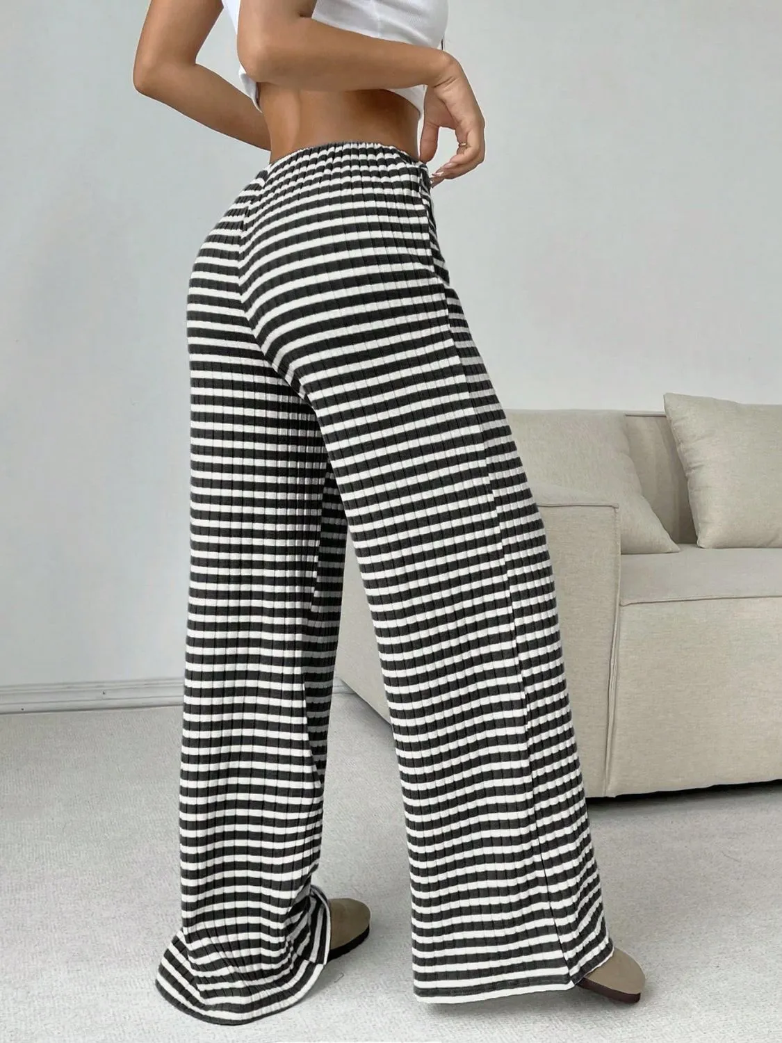 Hazel Blues® |  Tied Striped Wide Leg Pants