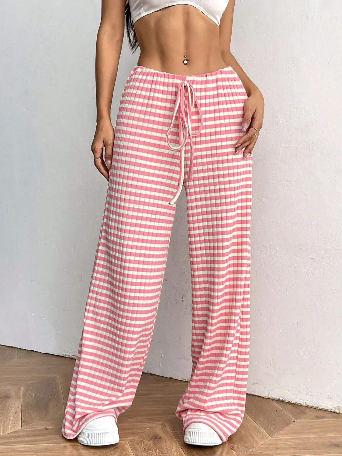 Hazel Blues® |  Tied Striped Wide Leg Pants