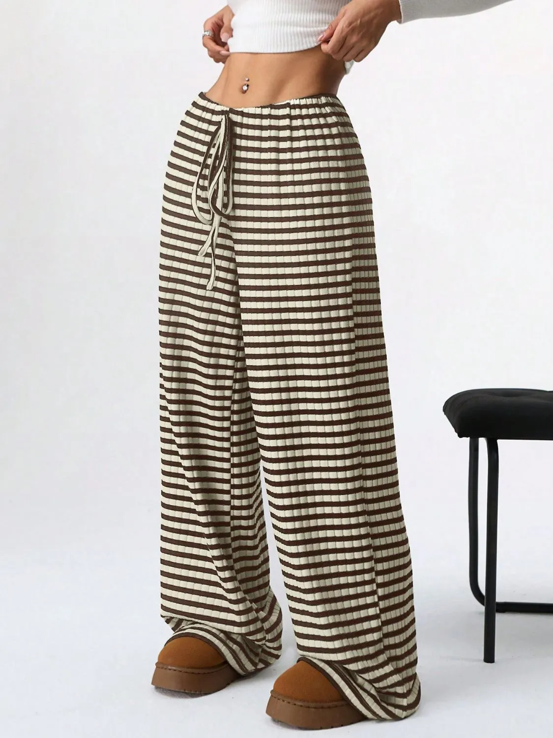 Hazel Blues® |  Tied Striped Wide Leg Pants