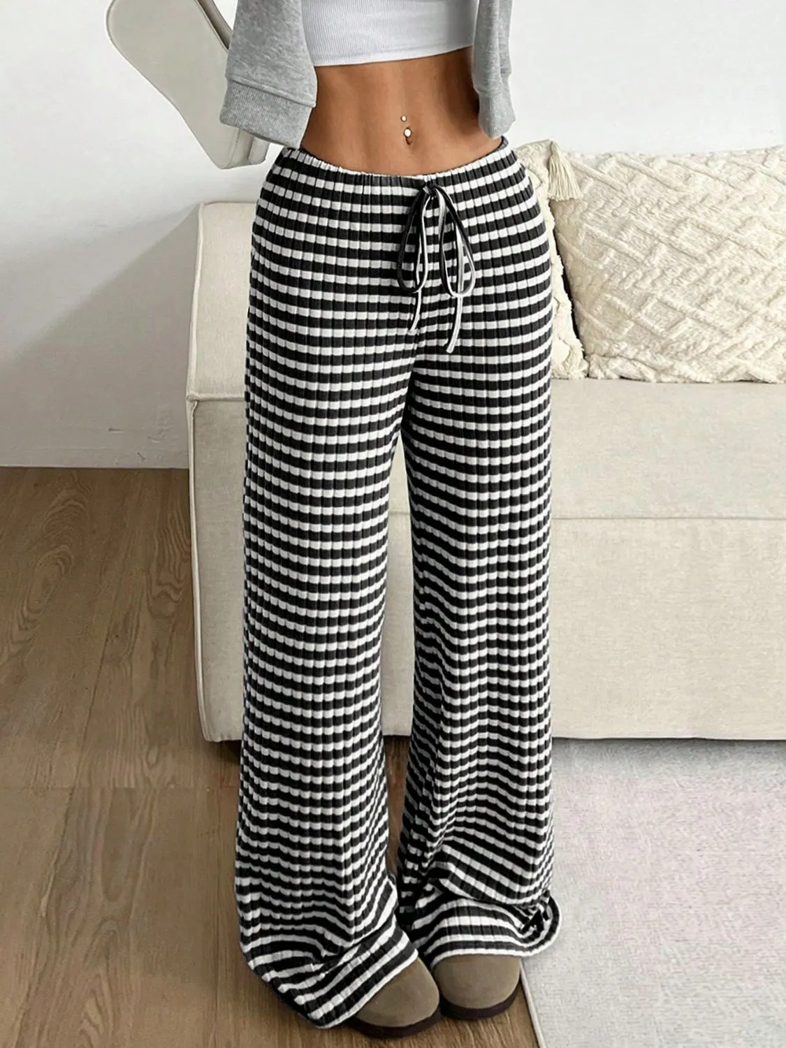 Hazel Blues® |  Tied Striped Wide Leg Pants