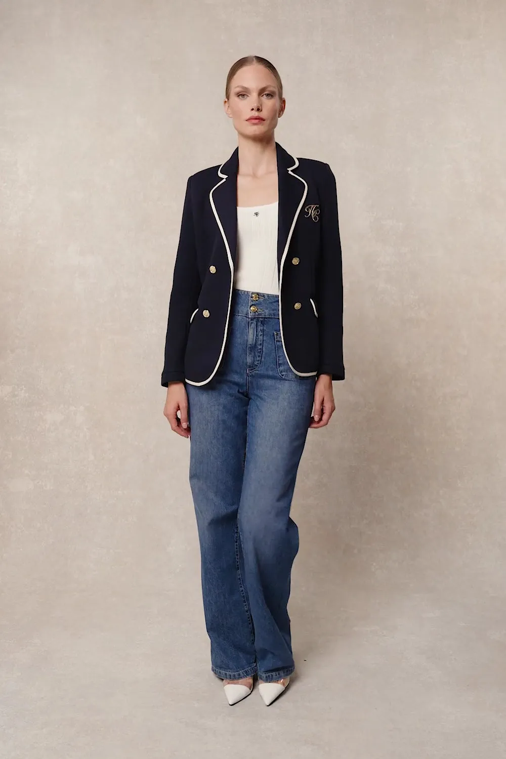 Henley Double Breasted Blazer (Ink Navy)