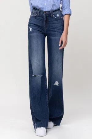 High Rise Distressed Wide Leg Jeans, Flying Monkey