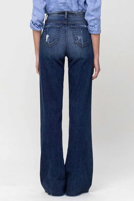High Rise Distressed Wide Leg Jeans, Flying Monkey