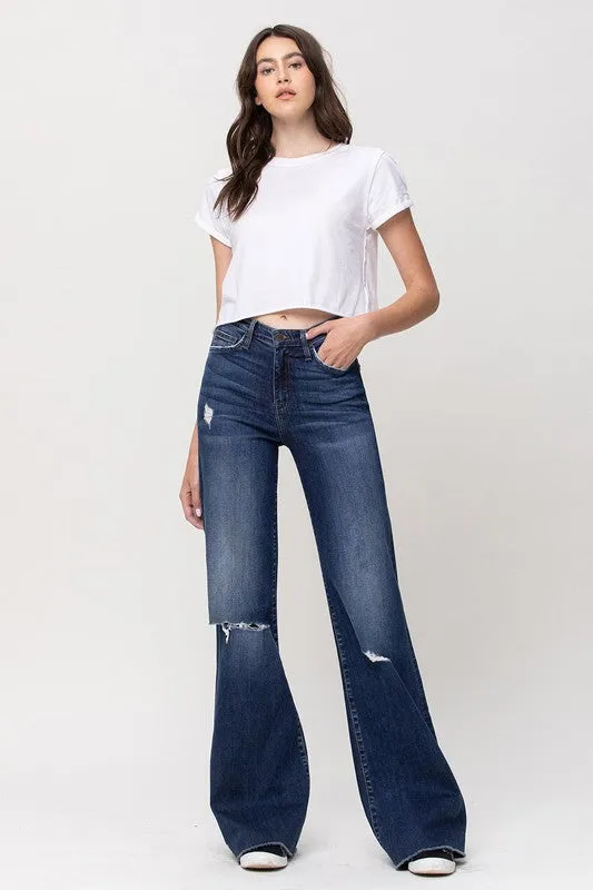 High Rise Distressed Wide Leg Jeans, Flying Monkey