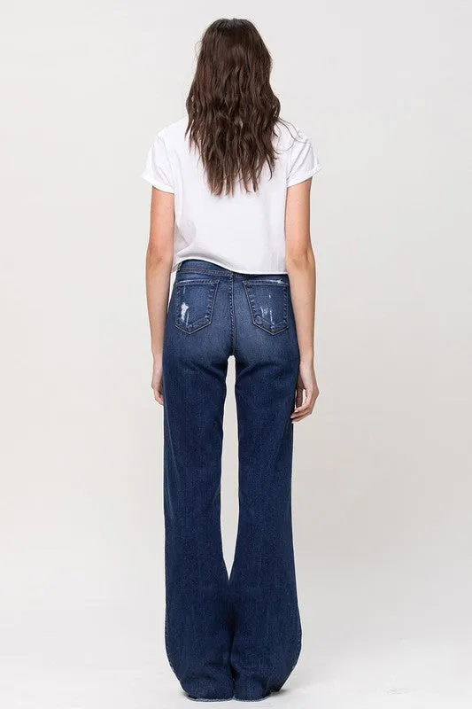 High Rise Distressed Wide Leg Jeans, Flying Monkey