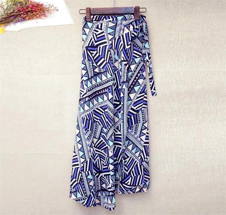 High waist Irregular Beach Skirt - Multiple prints available