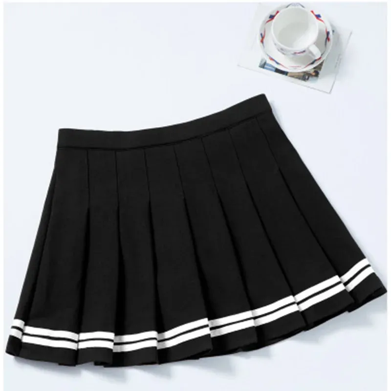 High Waist Pleated Kawaii Harajuku Skirt | Lolita A-Line Sailor Skirt for Women & Girls | Preppy School Uniform