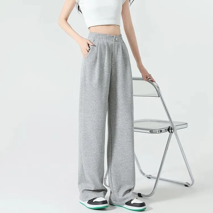 High Waist Wide Leg Gray Sweatpants