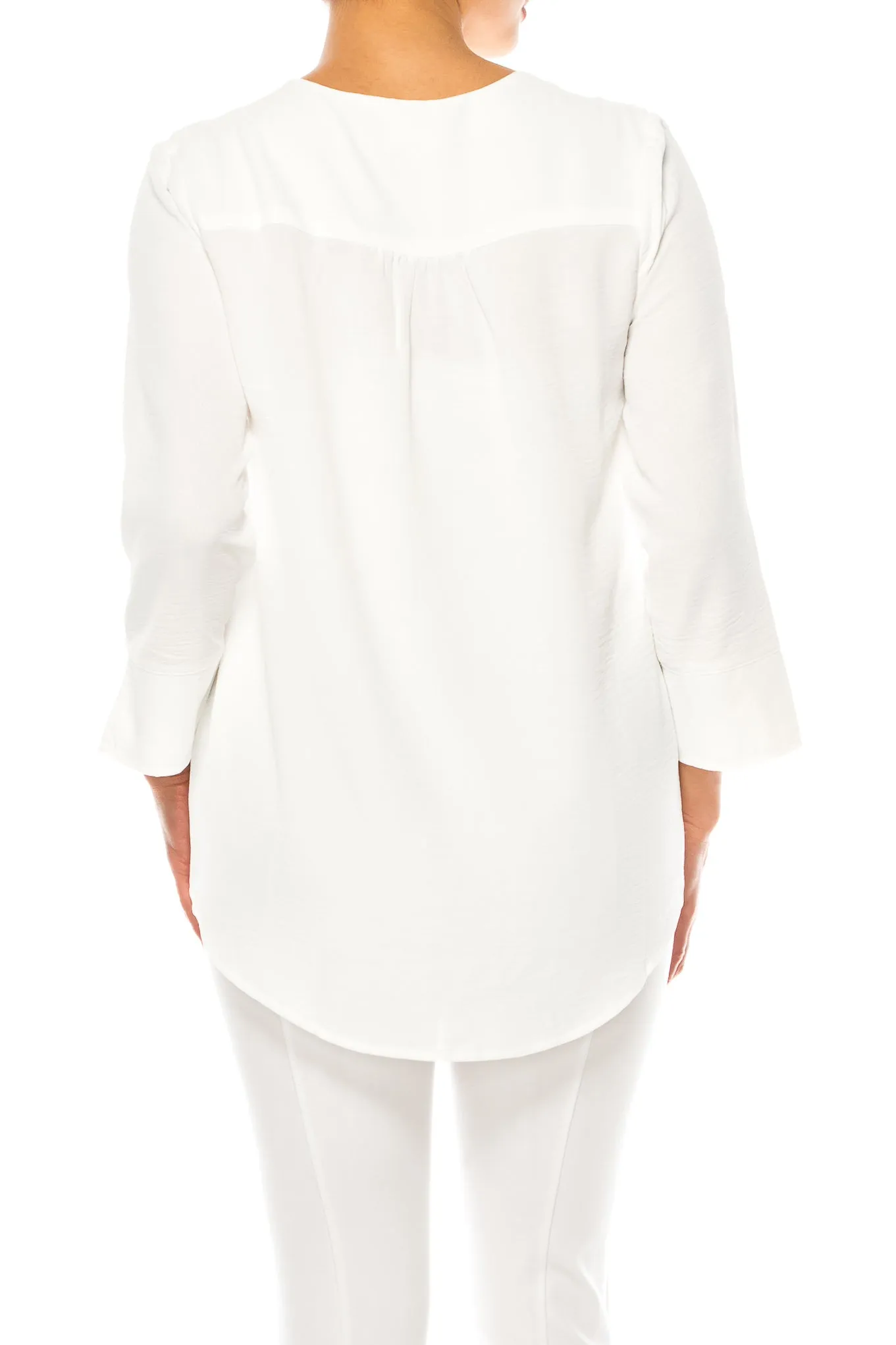 Hope & Harlow 3/4 Sleeve Split V-Neck Top
