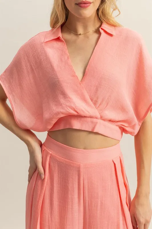 HYFVE Kimono Sleeve Crop Top and Wide Leg Pants Set