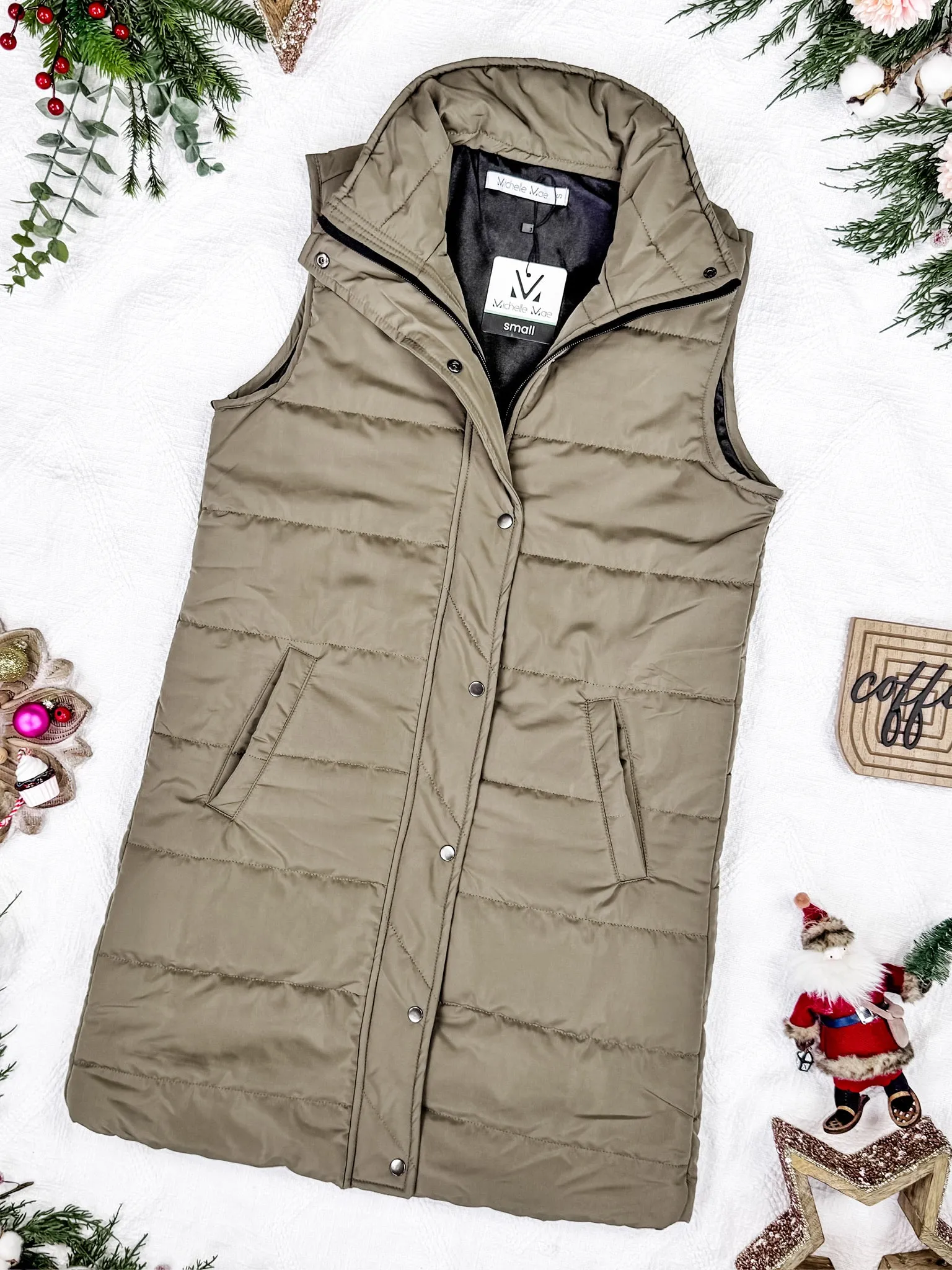 IN STOCK Harlow Long Vest - Olive FINAL SALE