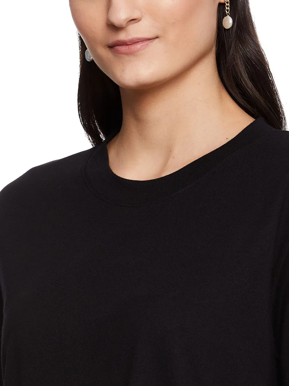 INGRID HALF SLEEVE TEE (BLACK)