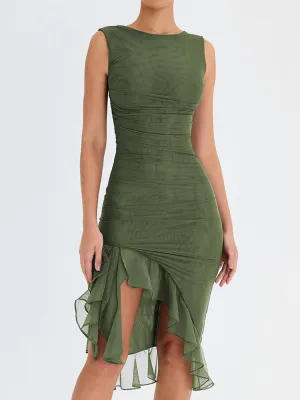 Isabella Elegant Ruffle Midi Dress