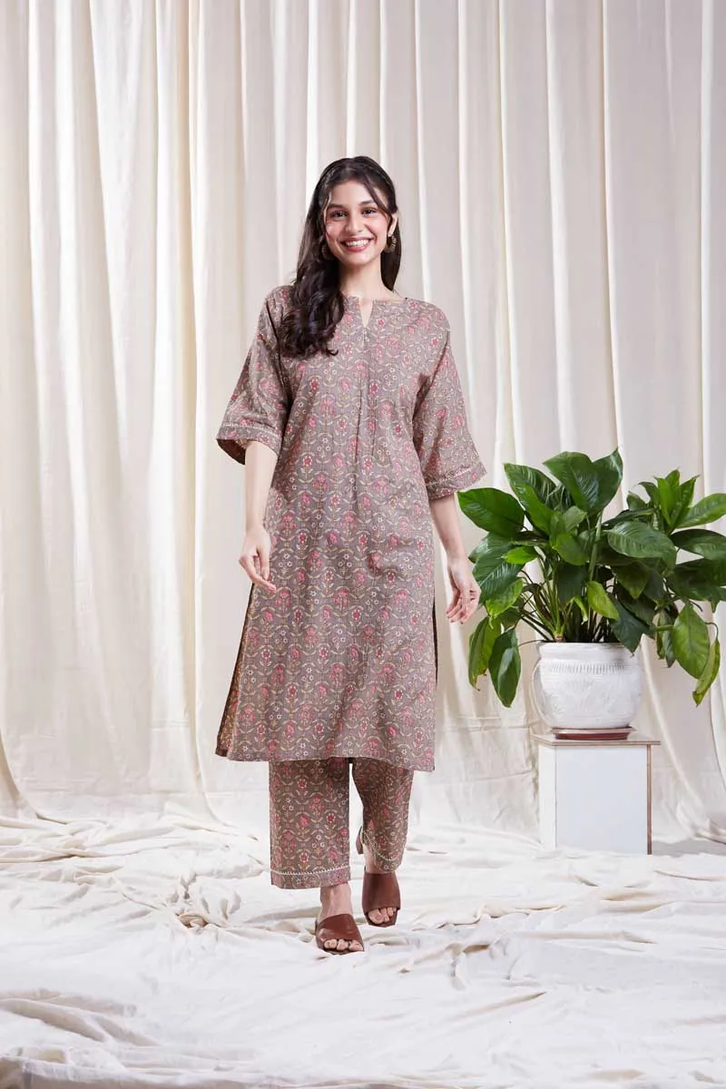 Isha Grey  Kurta Set