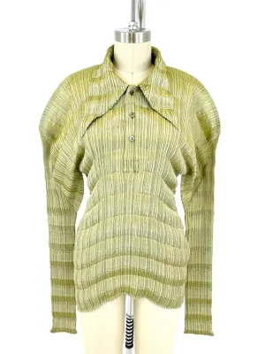 Issey Miyake Plissé Origami Pistachio Top