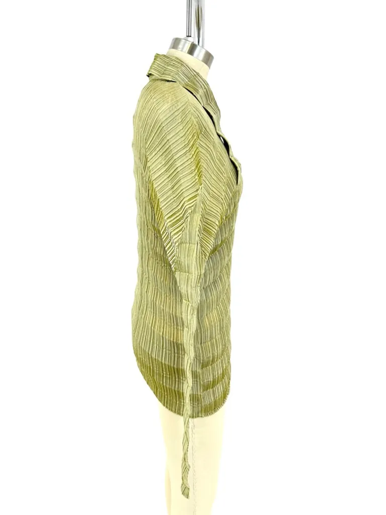 Issey Miyake Plissé Origami Pistachio Top