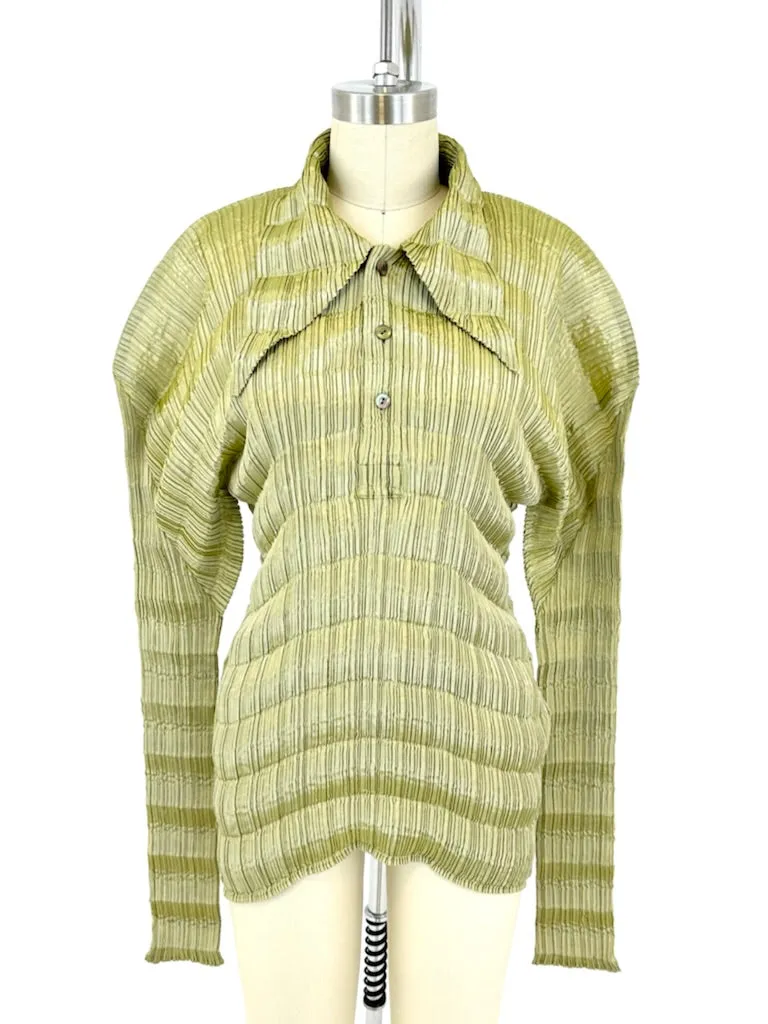 Issey Miyake Plissé Origami Pistachio Top