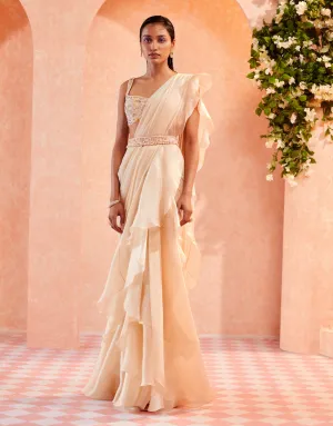 Ivory Milena Draped Saree Set