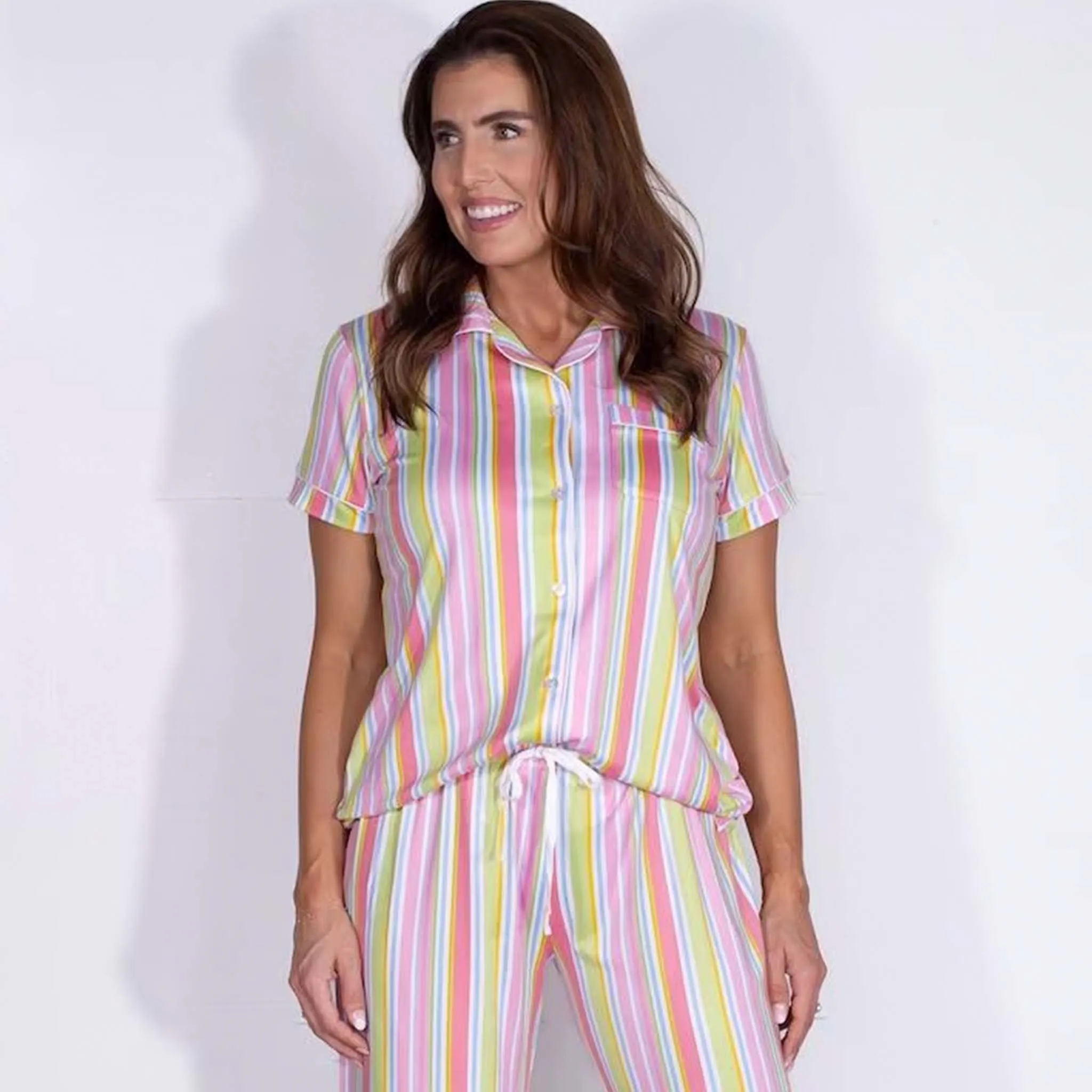 Janey Stripe Pajama Button Up Shirt
