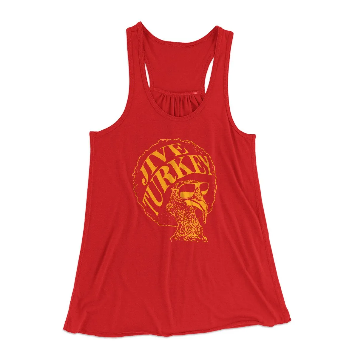 Jive Turkey Funny Thanksgiving Women's Flowey Racerback Tank Top