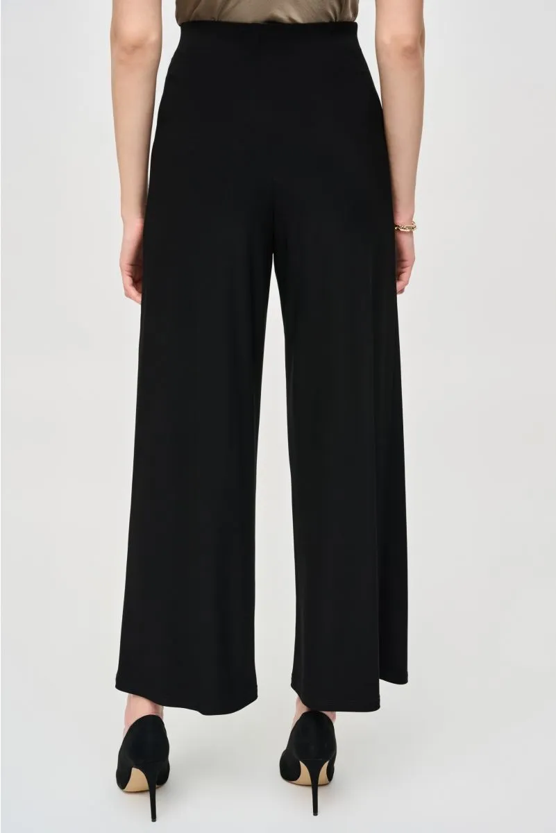 Joseph Ribkoff Black Wide-Leg Faux Wrap Trouser Pants 243028