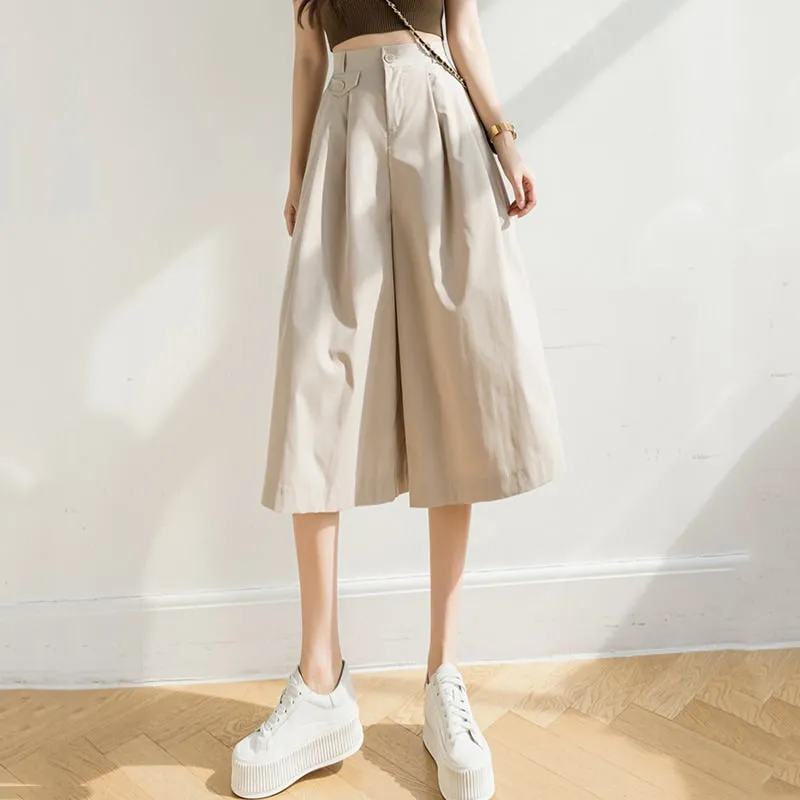 Kawaii Plicated Wide-leg Cropped Pants