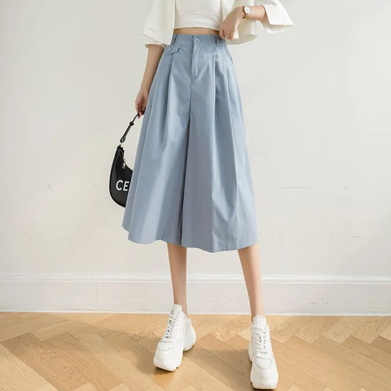 Kawaii Plicated Wide-leg Cropped Pants