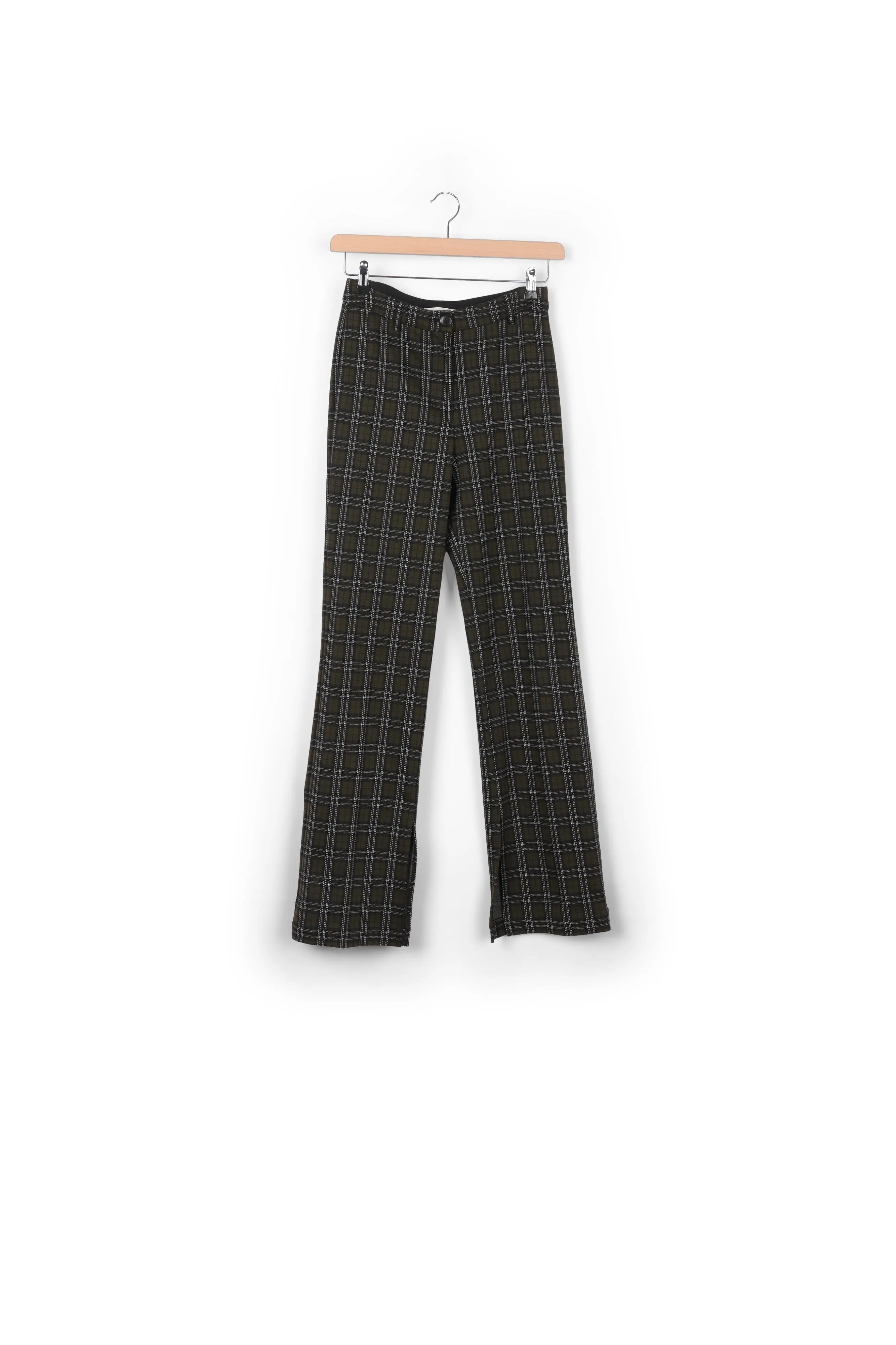 Khaki checked tailored pants