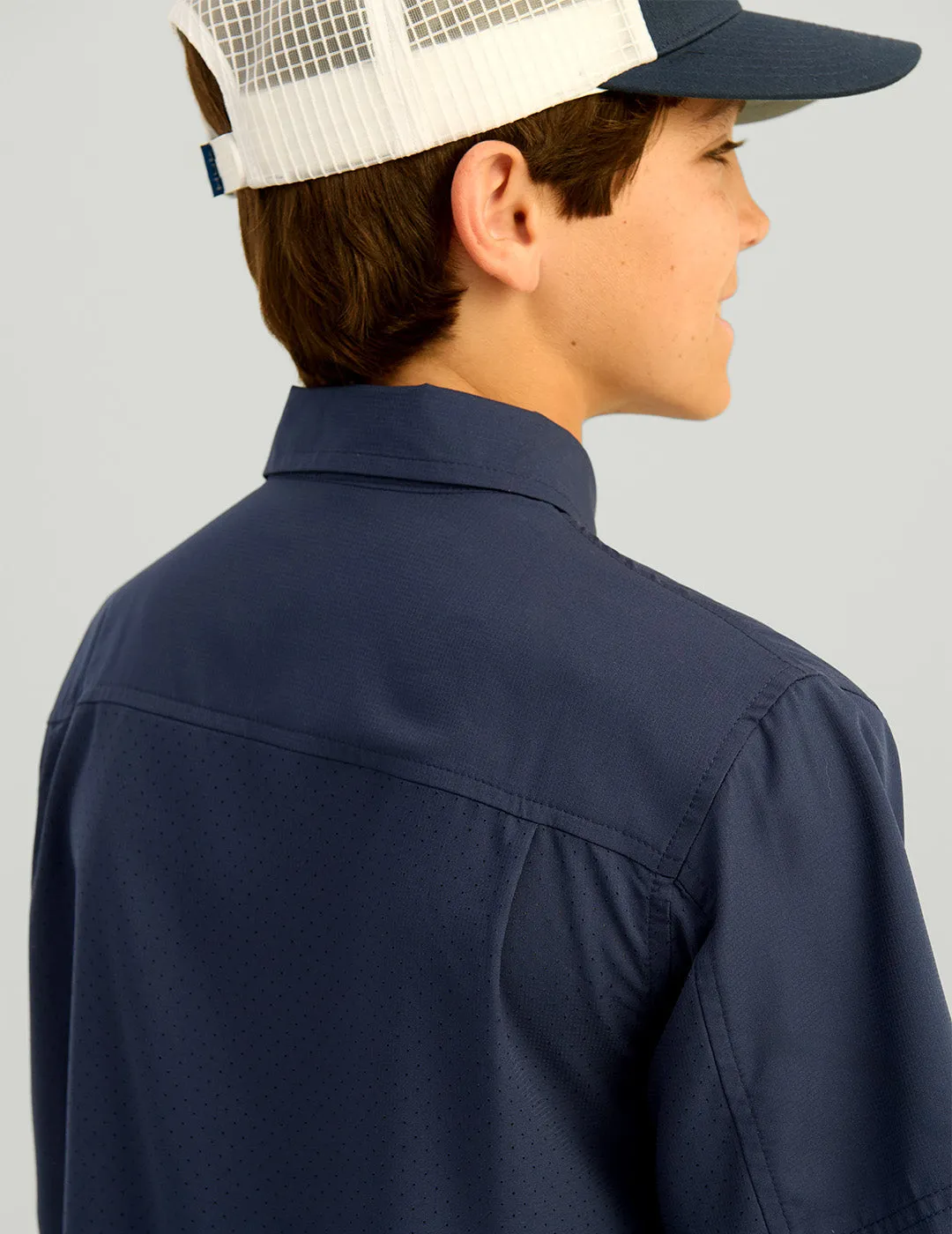 Kids Tide Point Short Sleeve Button Down