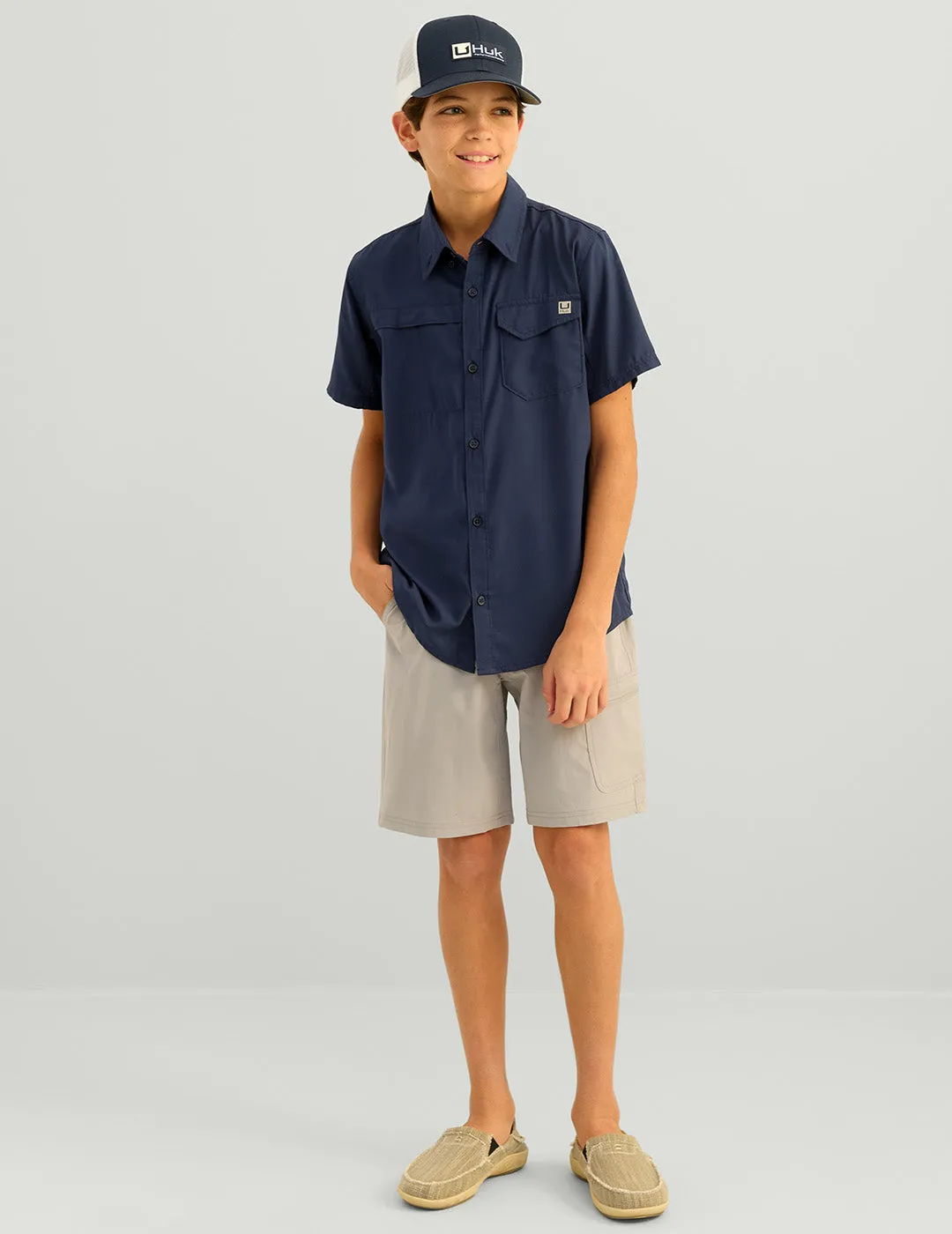 Kids Tide Point Short Sleeve Button Down