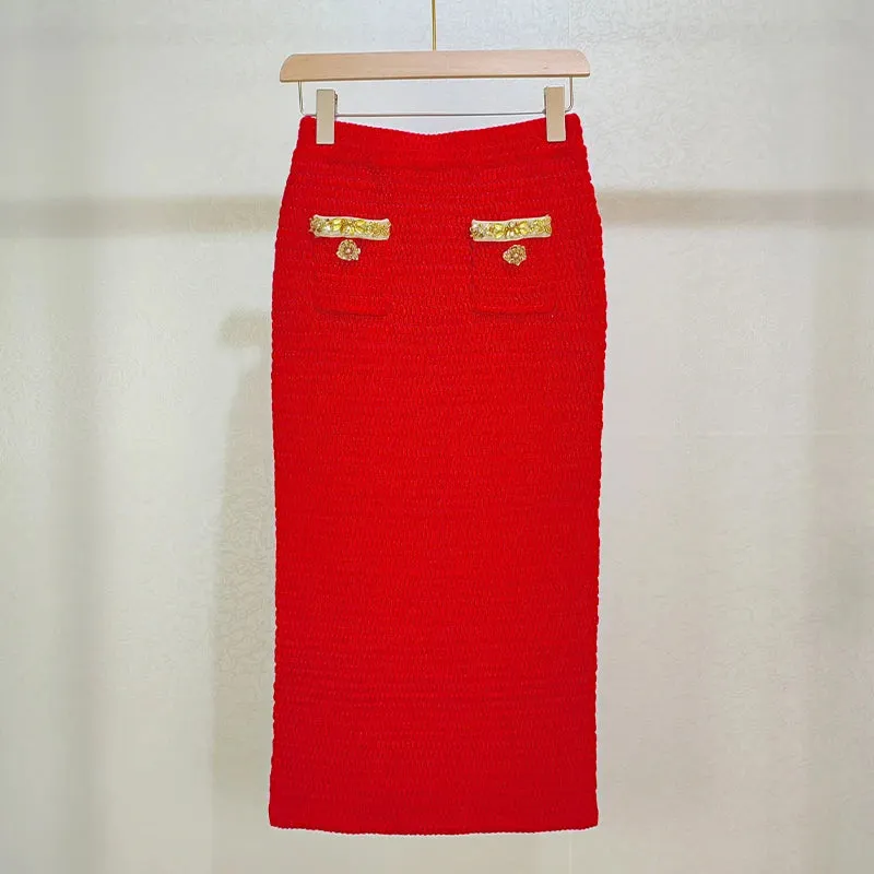 Knit Cardigan Midi Dresses Set