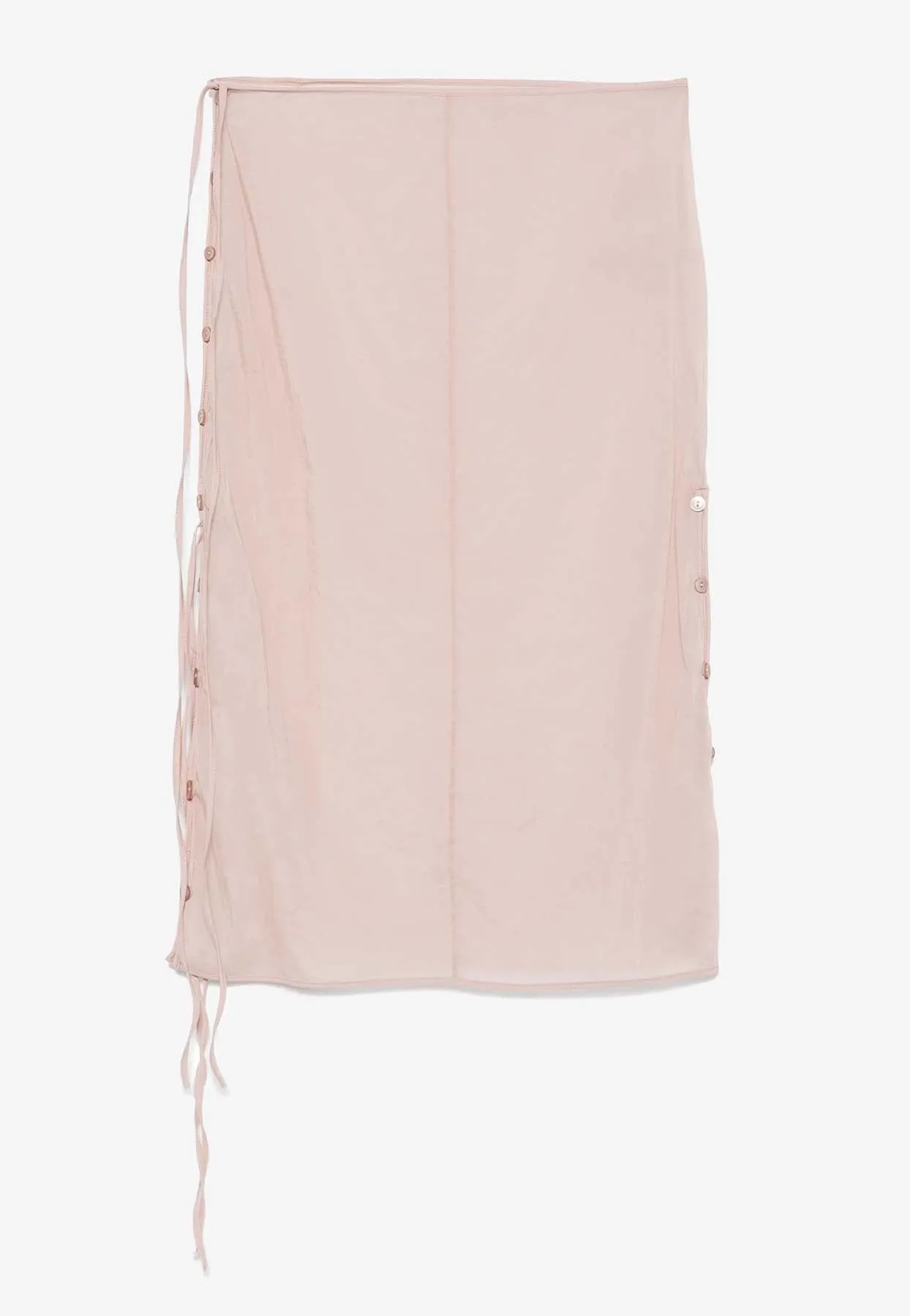 Lace-Up Sheer Midi Skirt