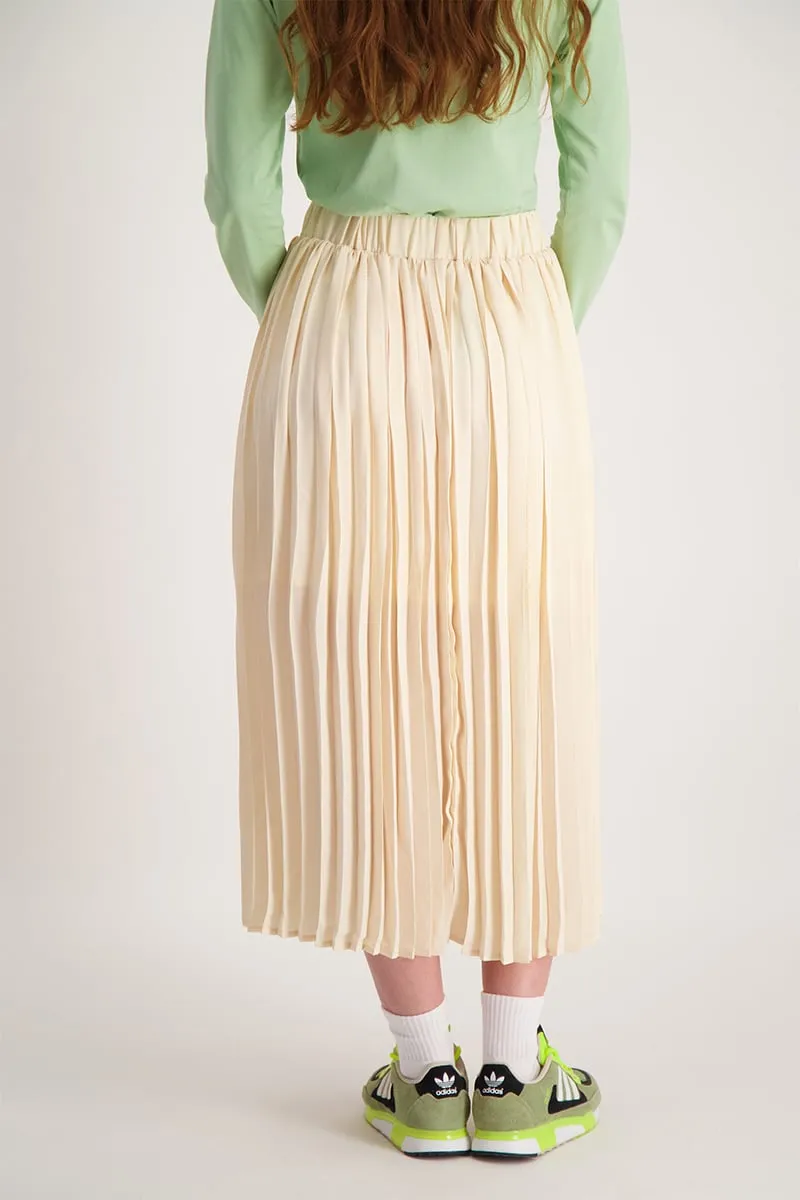 Ladies A-Line Pleated  Skirt - Bone
