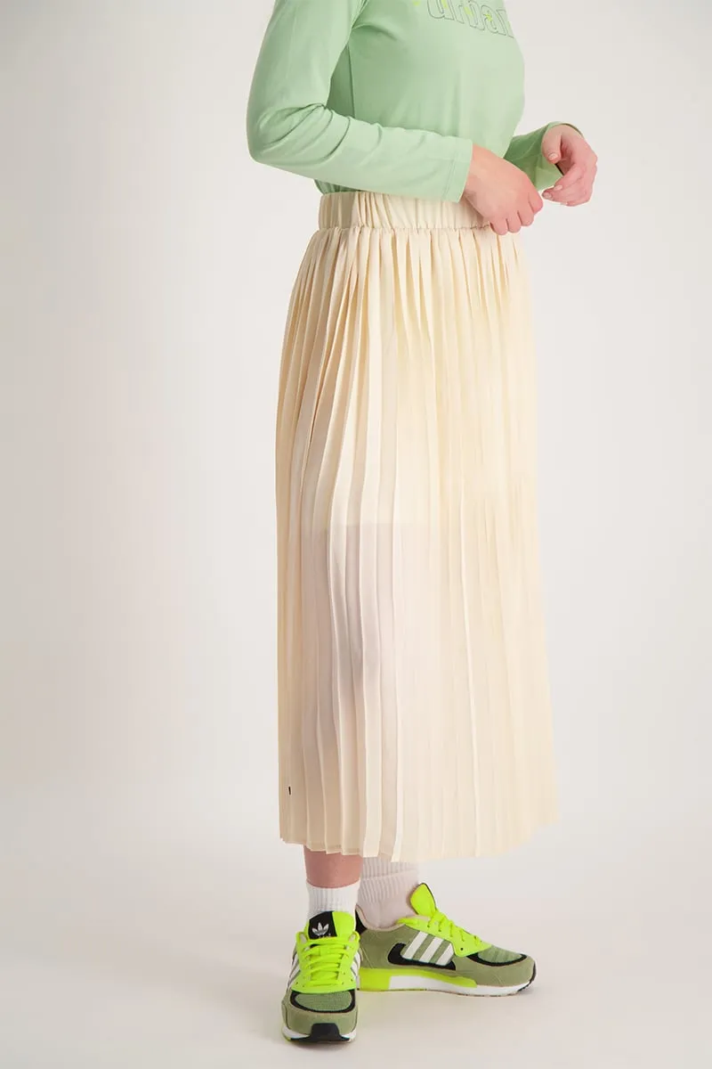 Ladies A-Line Pleated  Skirt - Bone