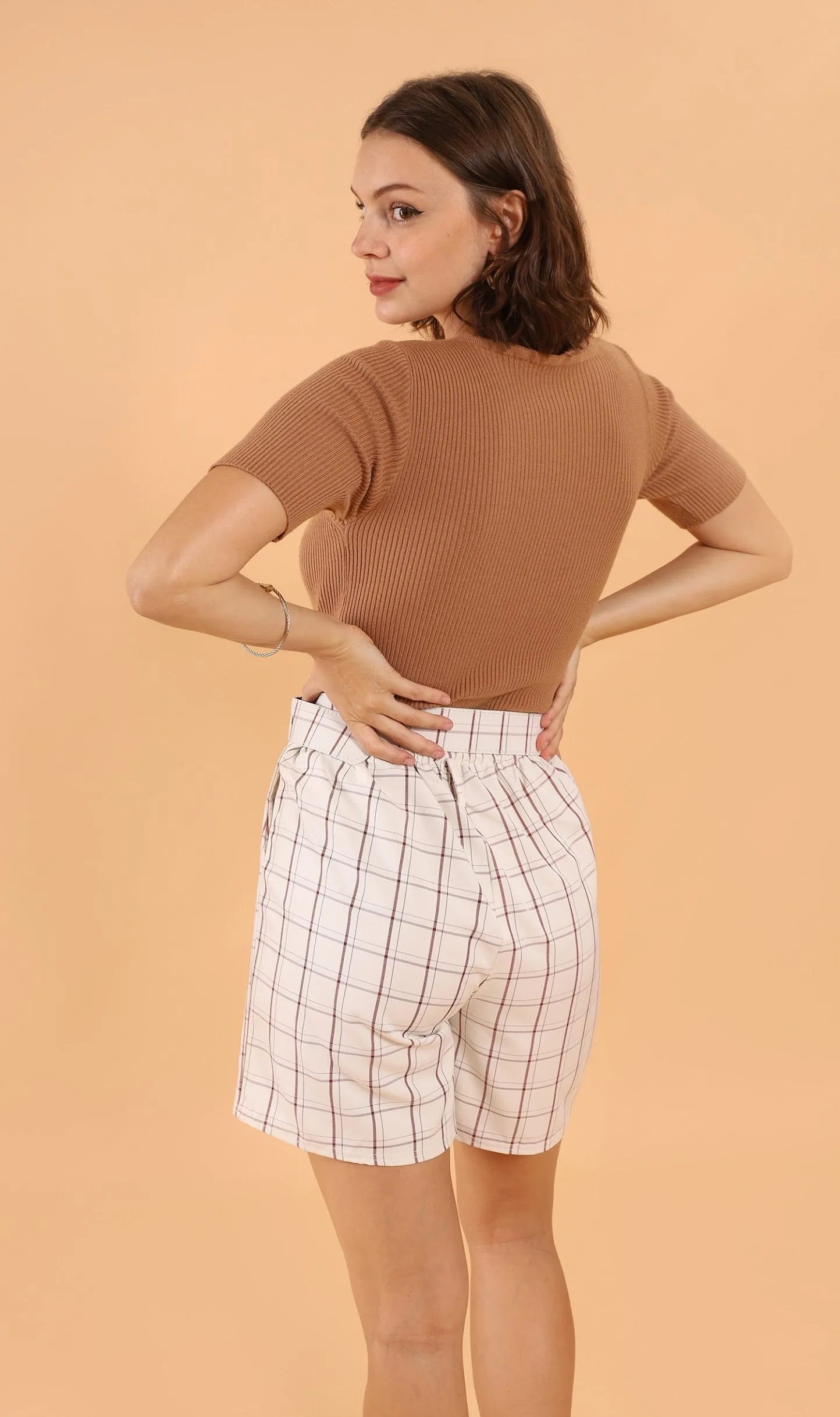 LAUREN Button-Down Knit Top (Mocha)