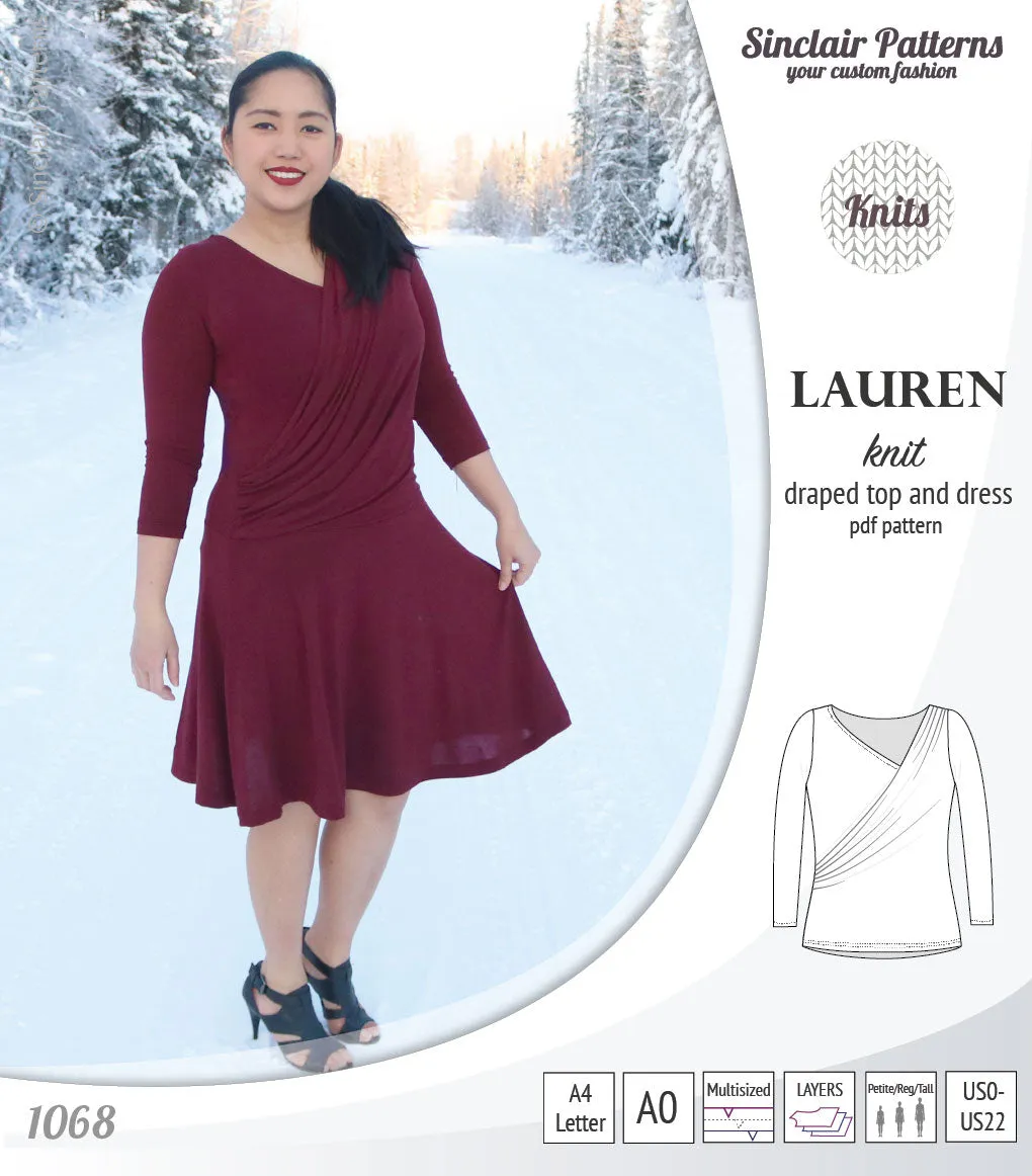 Lauren knit top and dress with front draped accent (PDF)