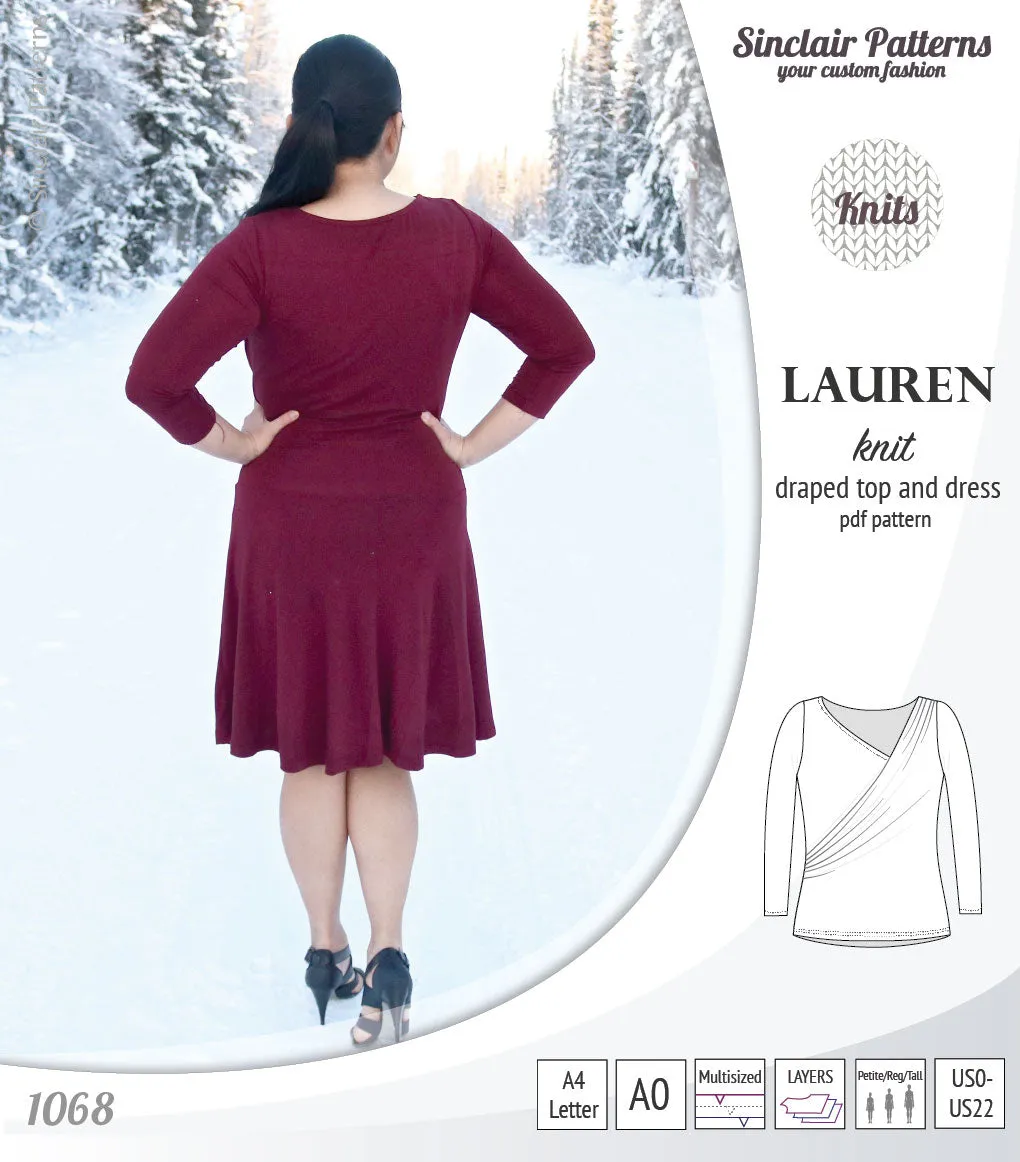 Lauren knit top and dress with front draped accent (PDF)