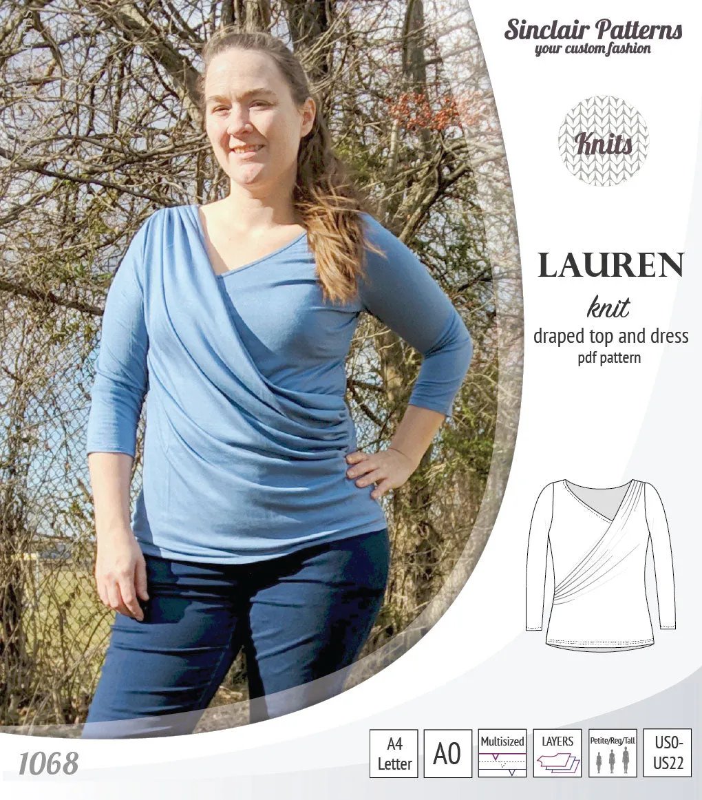 Lauren knit top and dress with front draped accent (PDF)