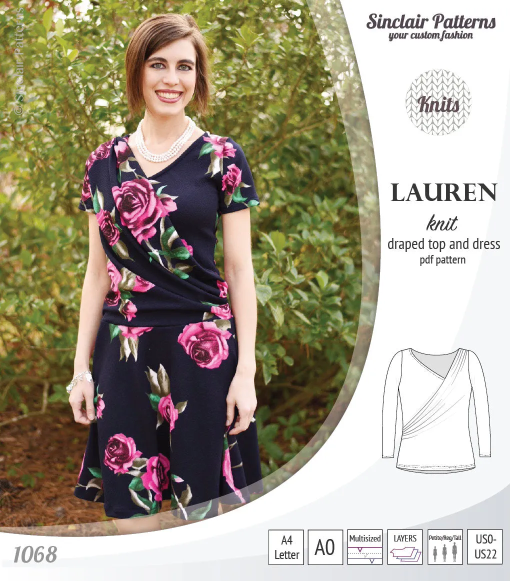 Lauren knit top and dress with front draped accent (PDF)