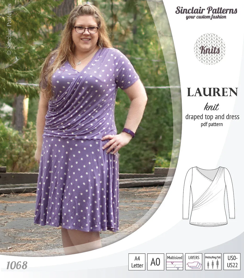 Lauren knit top and dress with front draped accent (PDF)