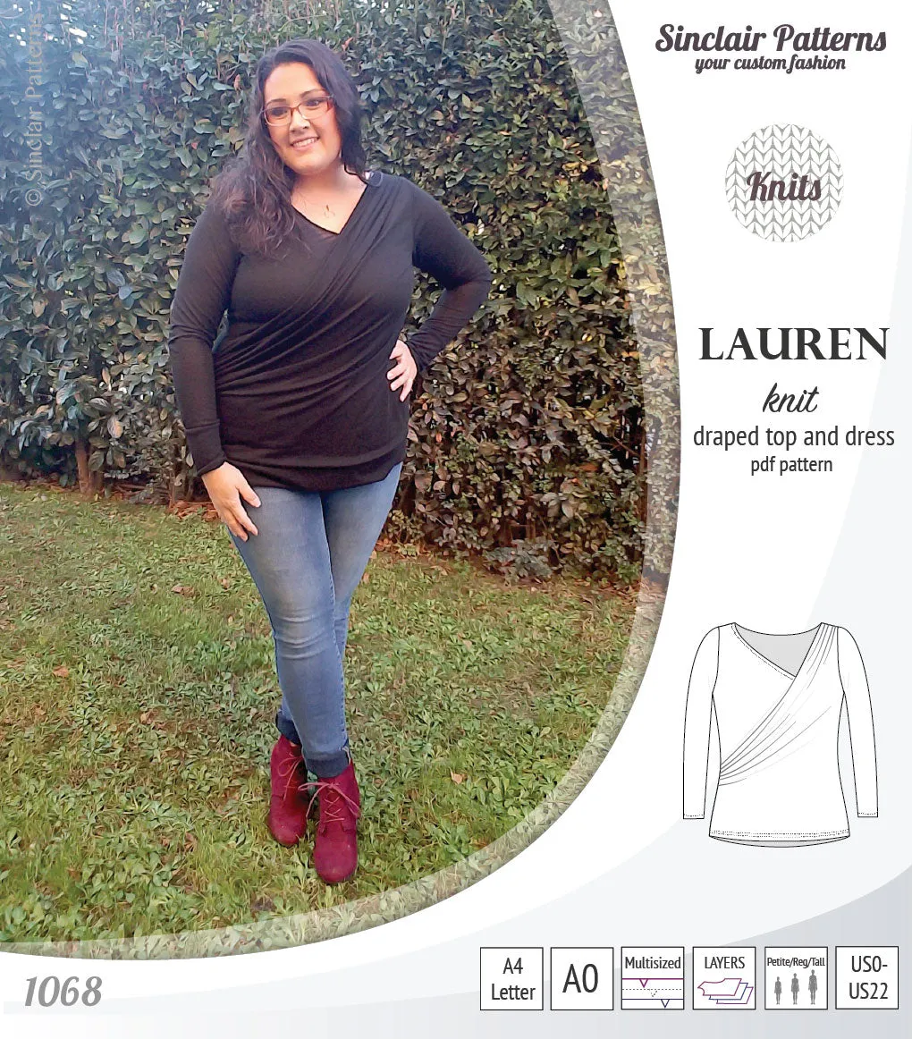 Lauren knit top and dress with front draped accent (PDF)