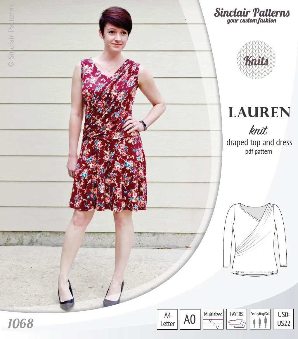 Lauren knit top and dress with front draped accent (PDF)