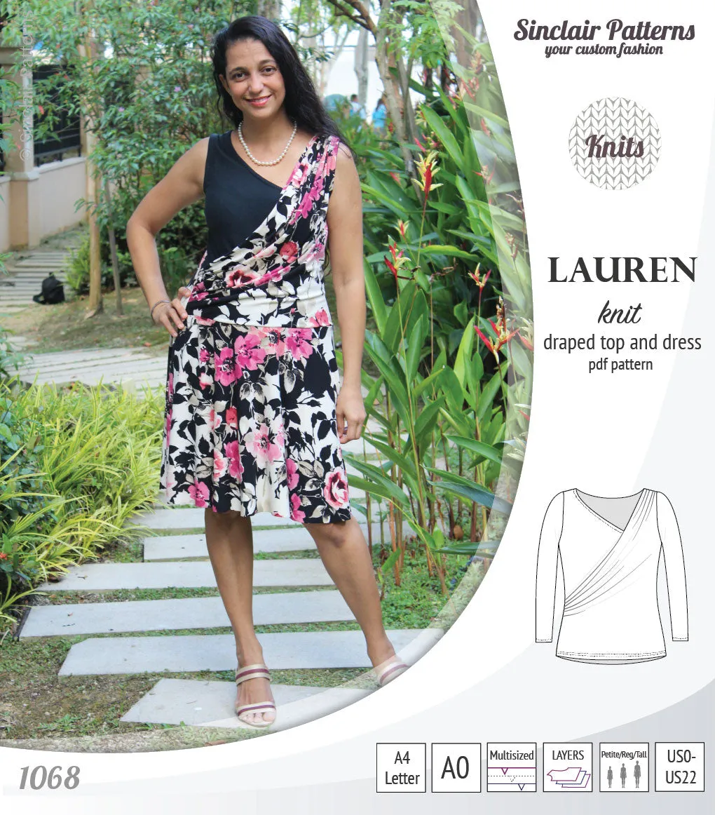 Lauren knit top and dress with front draped accent (PDF)
