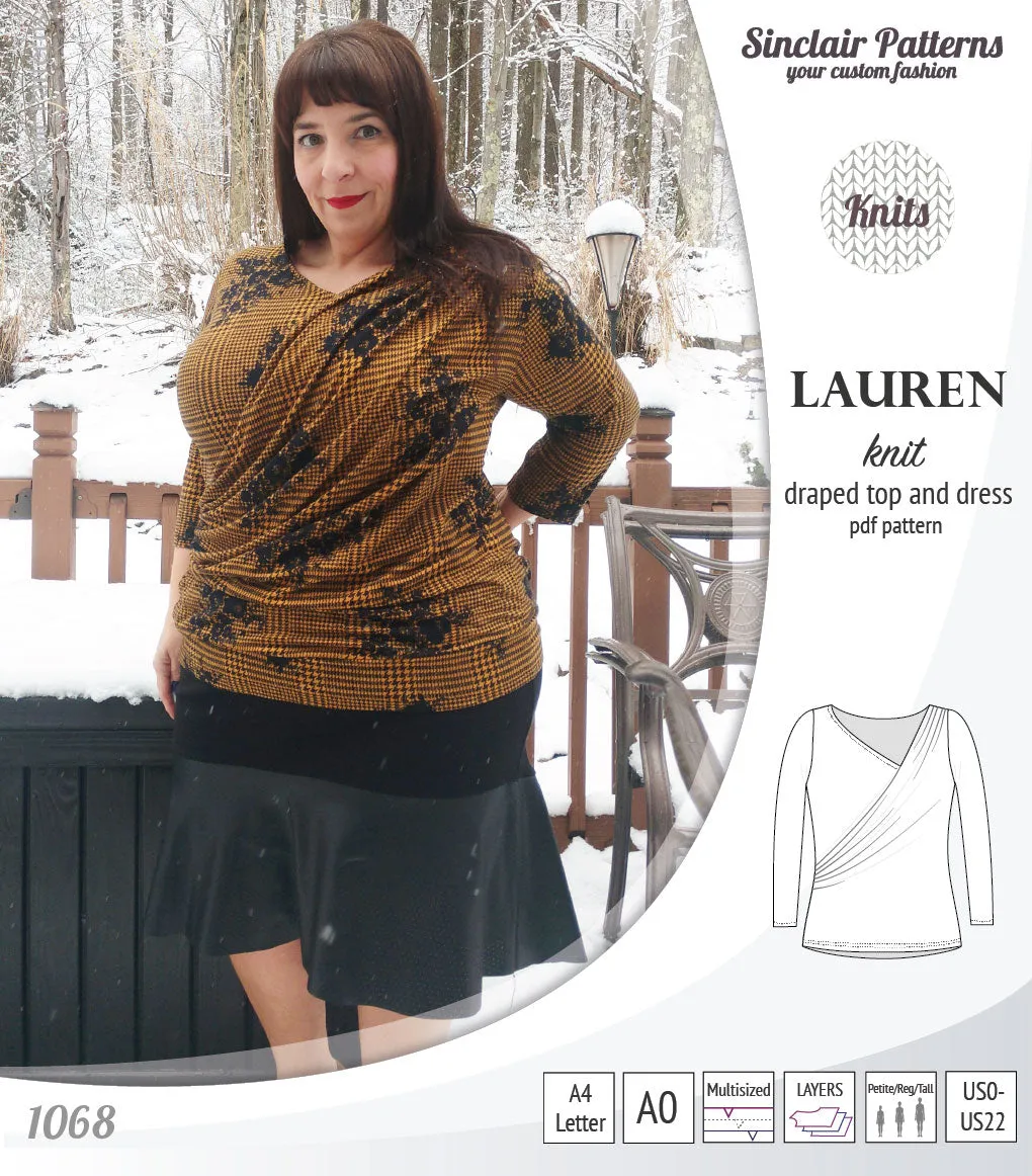 Lauren knit top and dress with front draped accent (PDF)