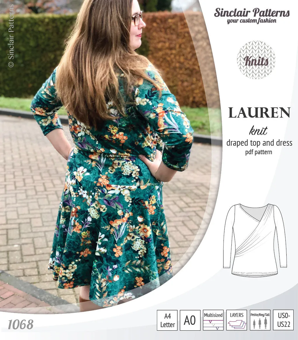 Lauren knit top and dress with front draped accent (PDF)