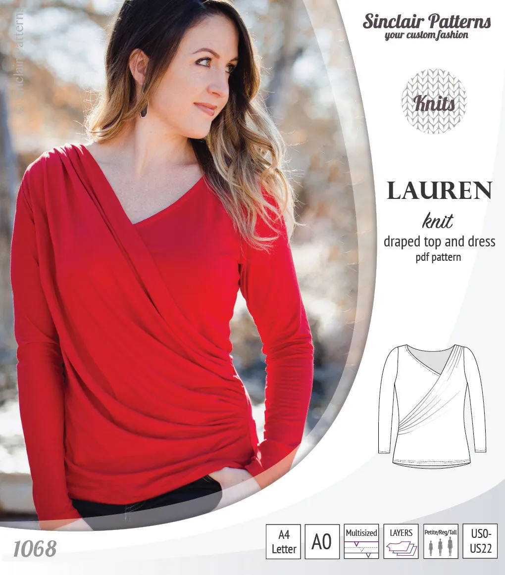 Lauren knit top and dress with front draped accent (PDF)