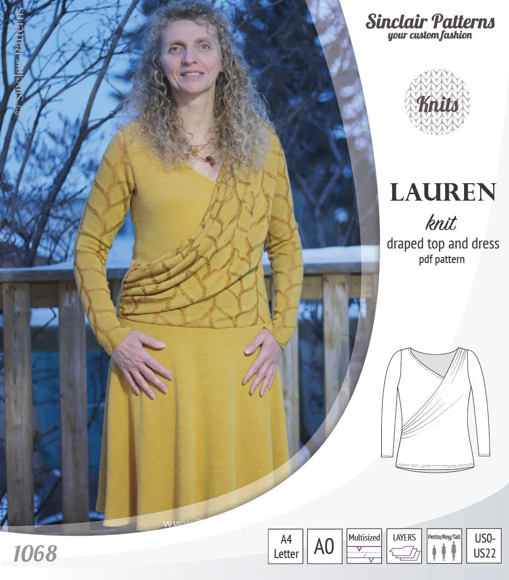 Lauren knit top and dress with front draped accent (PDF)