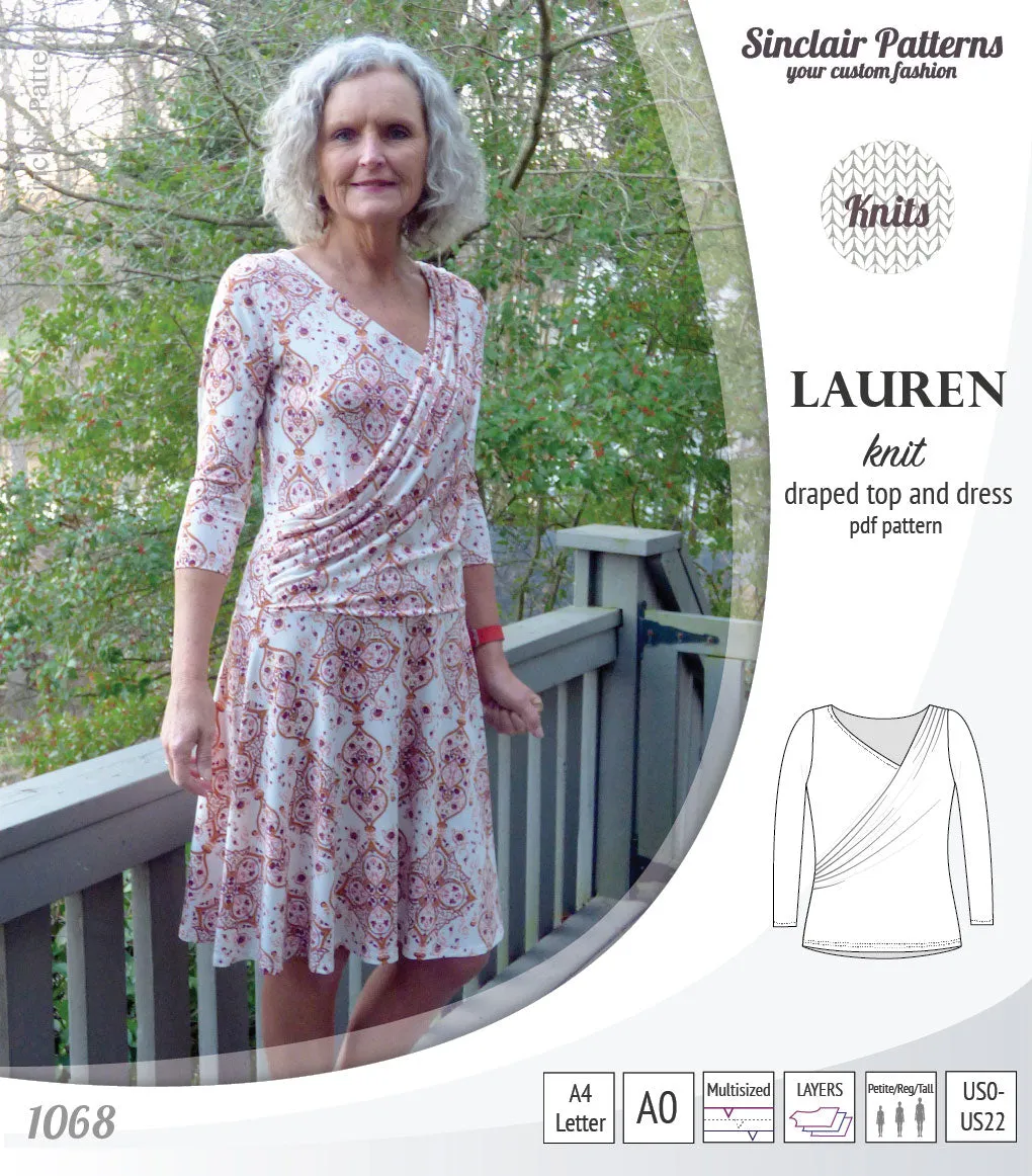 Lauren knit top and dress with front draped accent (PDF)